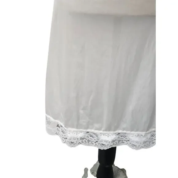 Vtg Sliperfection Womens Babydoll Midi Slip Dress Size M 38 Satin Lace - Picture 3 of 9